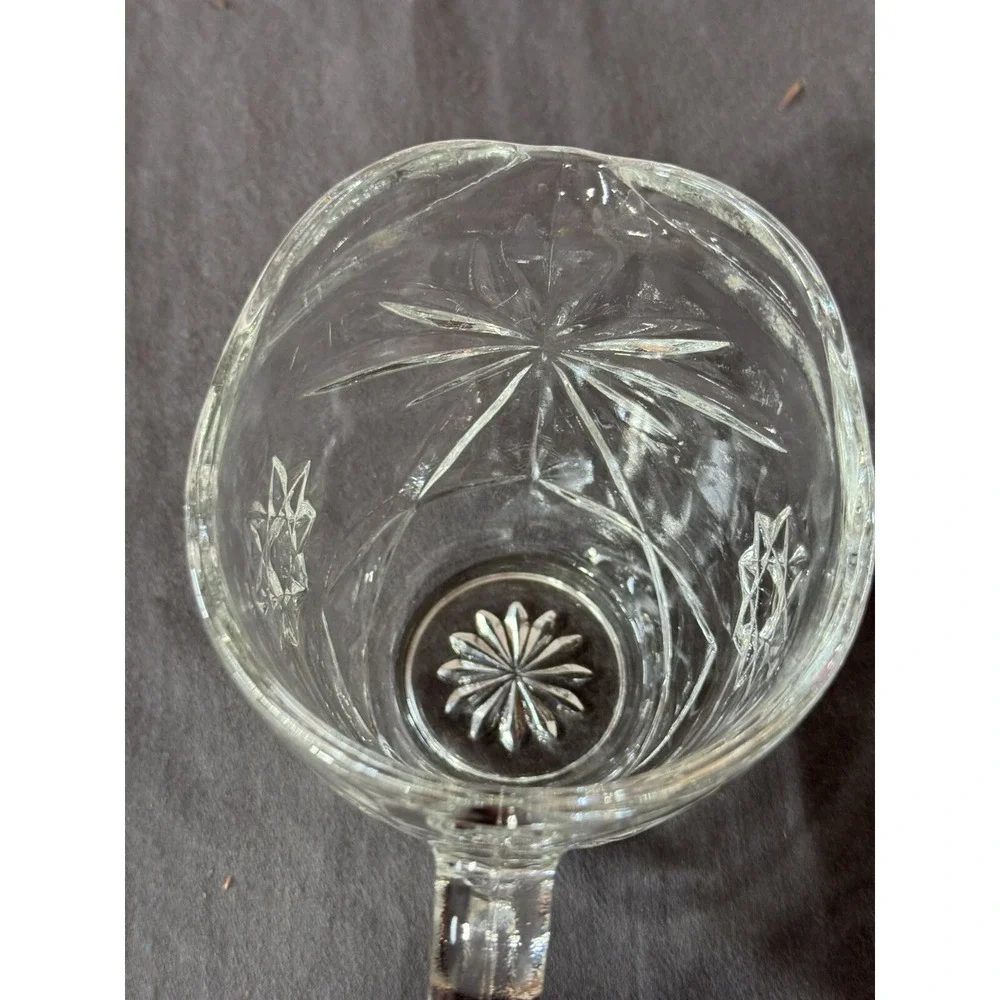 Vintage Anchor Hocking EAPC Presscut Clear Glass Star of David‎ Cream Pitcher